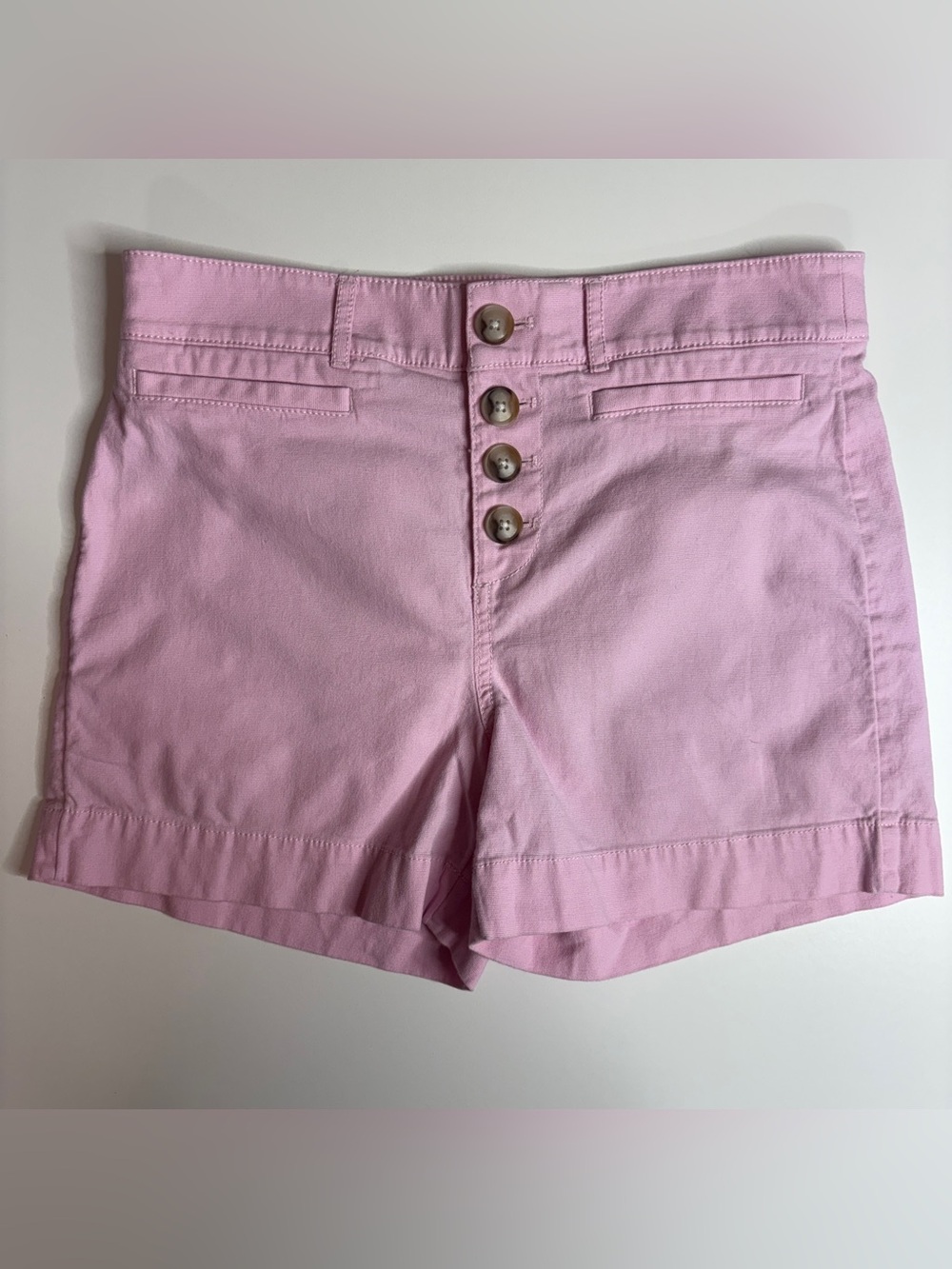LOFT Pink High Rise Button Front Shorts Preppy Coastal Cottagecore Size 2